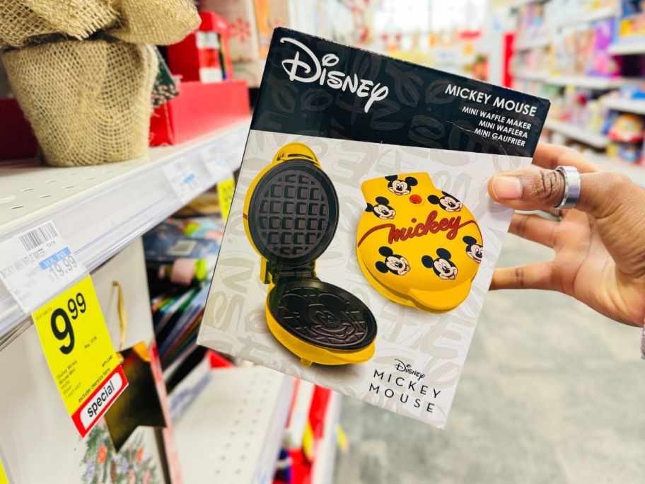 Disney Mickey Mouse Mini Waffle Maker in hand in store