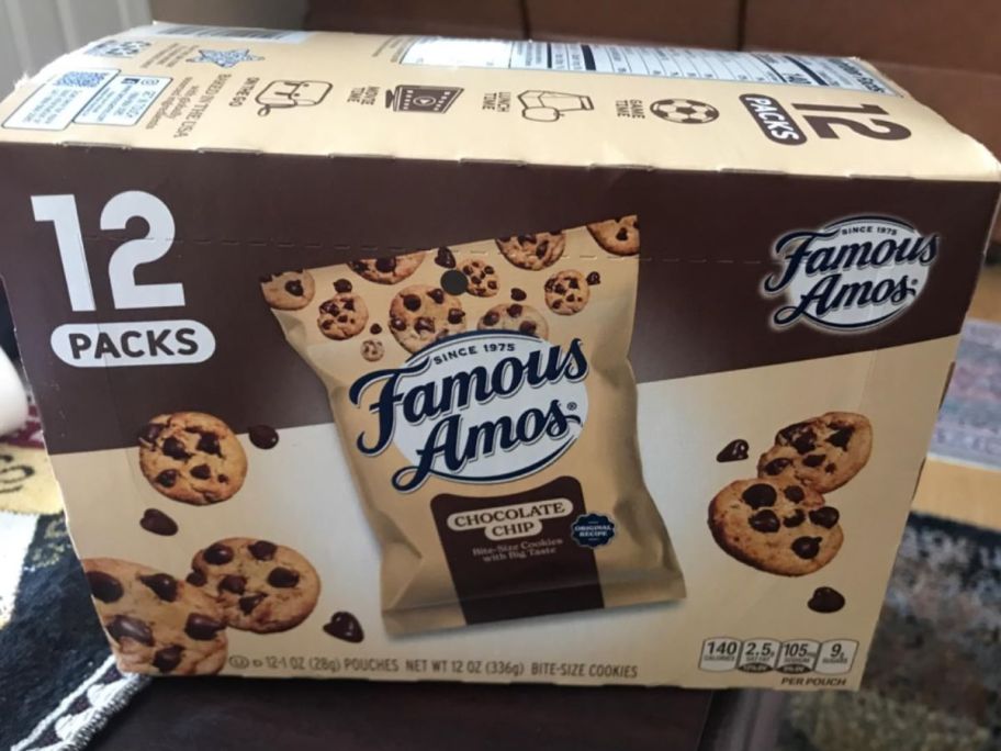 A box of Famous Amos Classic Chocolate Chip Cookies