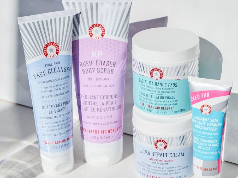 First Aid Beauty Products including the their facial cleanser