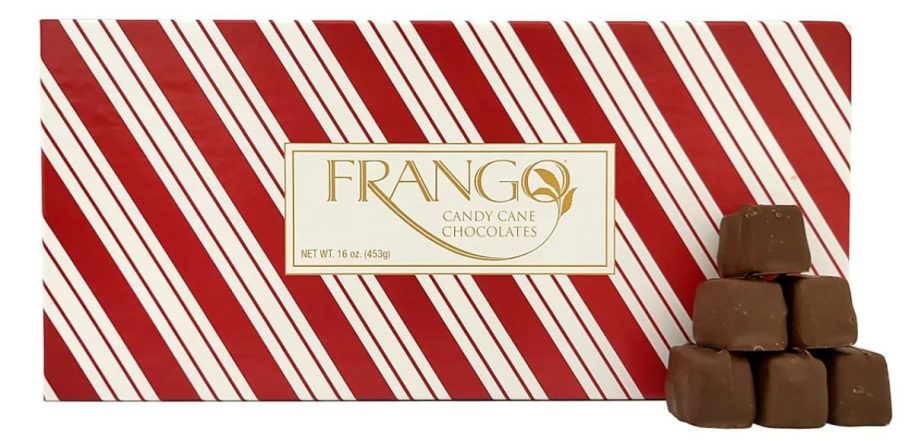 Frango Chocolates 1lb Holiday Candy Cane Box of Chocolates stock image