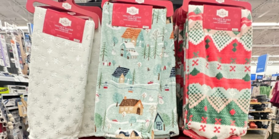 Walmart Holiday Plush Throw Blankets Just $9.98