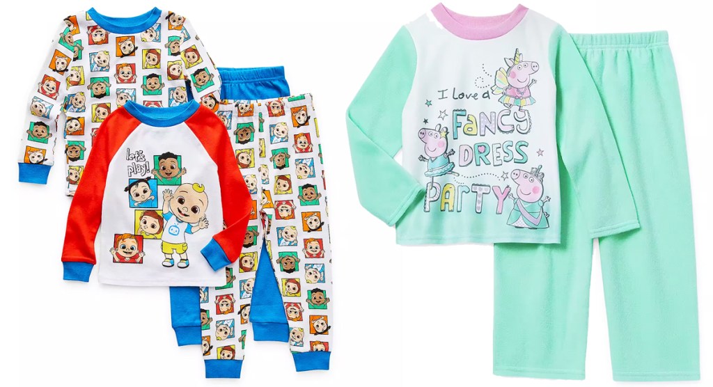 coonlineelon and peppa pig pajama sets