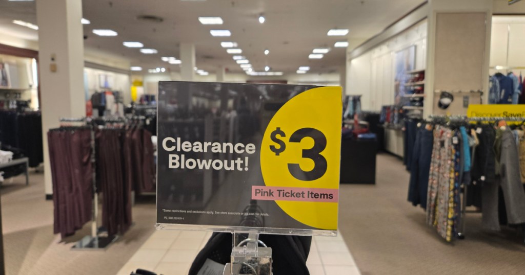 jcpenney $3 clearance sign