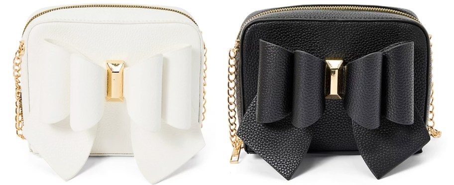 white and black mini bow crossbody bags