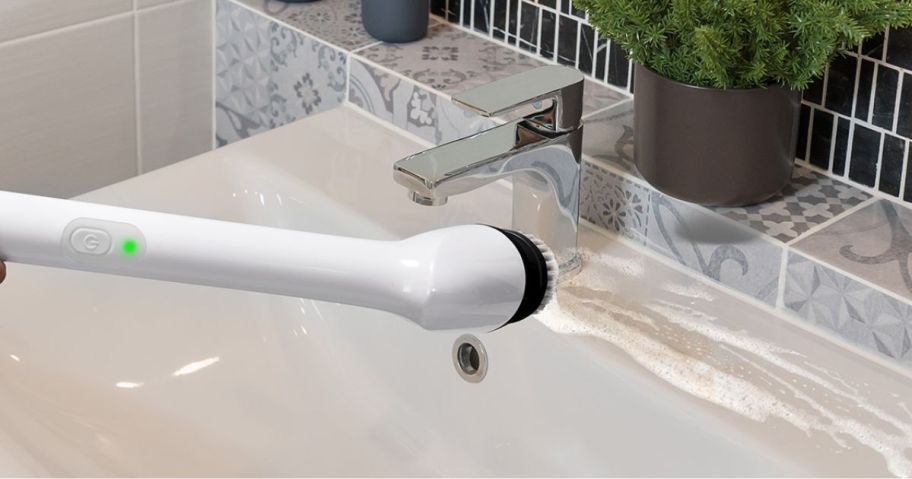 scrubber spin brush cleaning sink