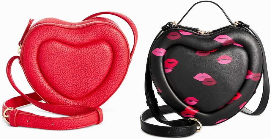 red and black heart crossbody bags