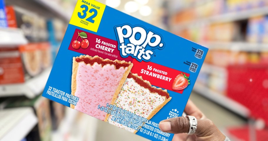 hand holding up a Pop-Tarts Variety Pack in store