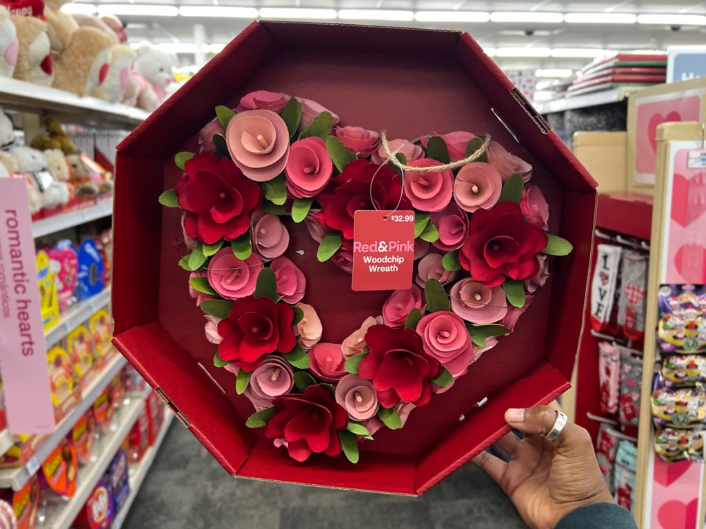 Red and Pink Woodchip Wreath at CVS