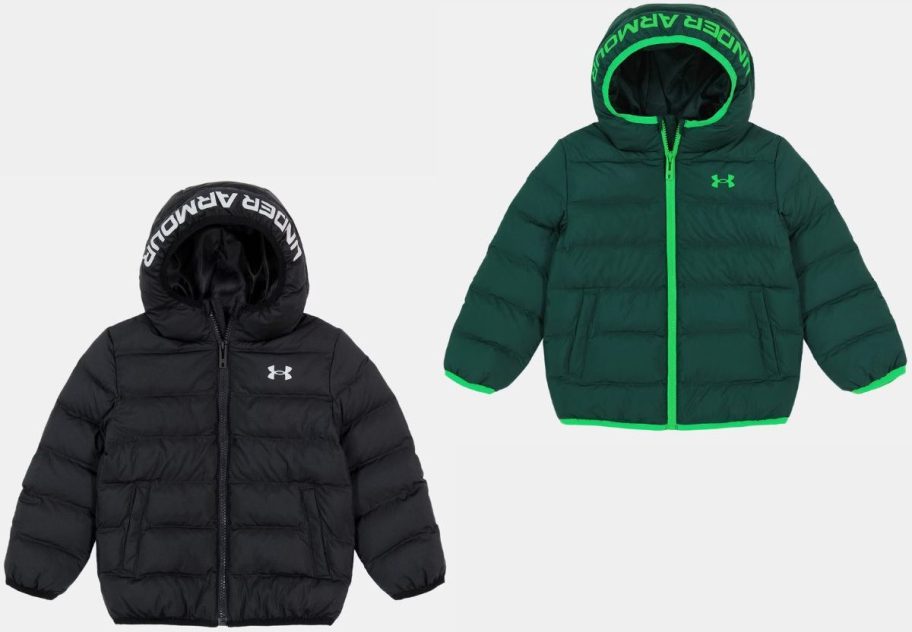 Stock images of two under armour baby puffer jackets