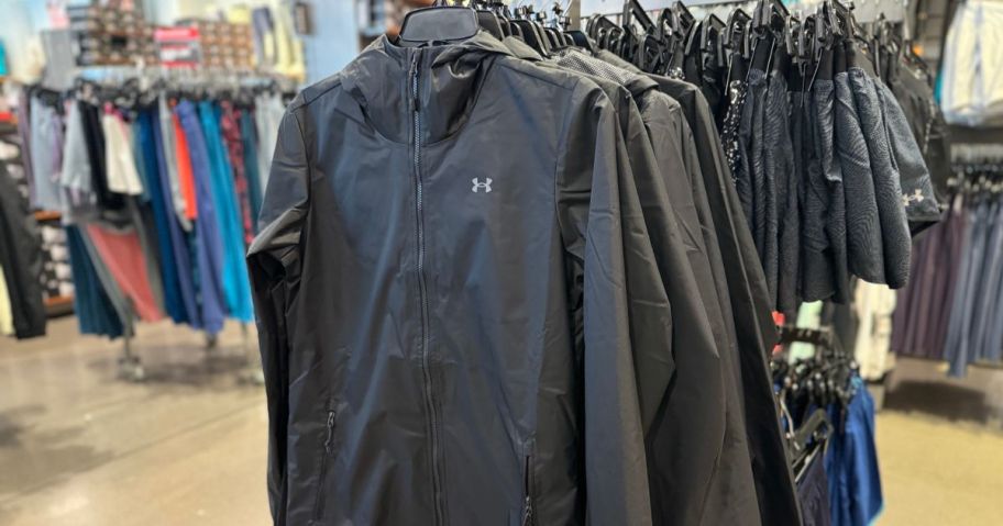 A rack of Under Armour Jackets