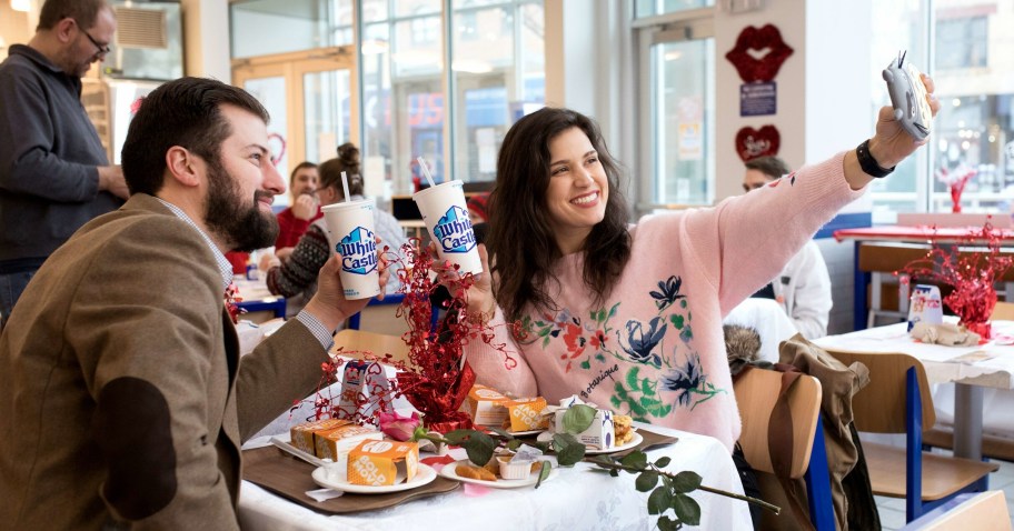 couple on Valentine's Day date at White Castle