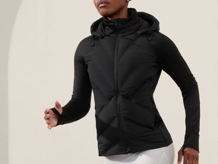 woman wearing Athleta Inlet Jacket