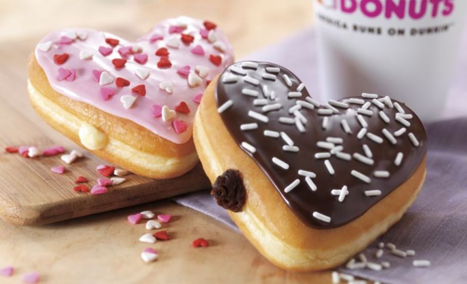 cupids choice and brownie batter donuts from dunkin 