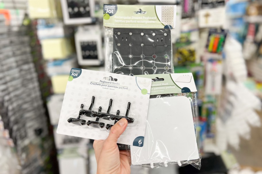 jot peg board in store at dollar tree