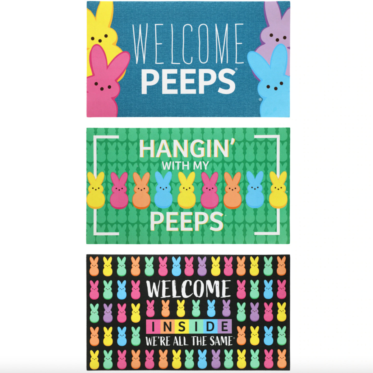 three peeps doormats