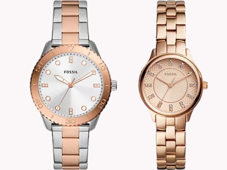 women's two tone silver and rose gold watch and rose gold watch