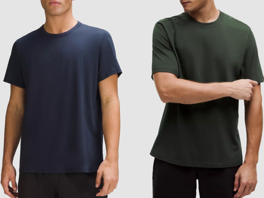 Stock images of two men wearing lululemon classic tees