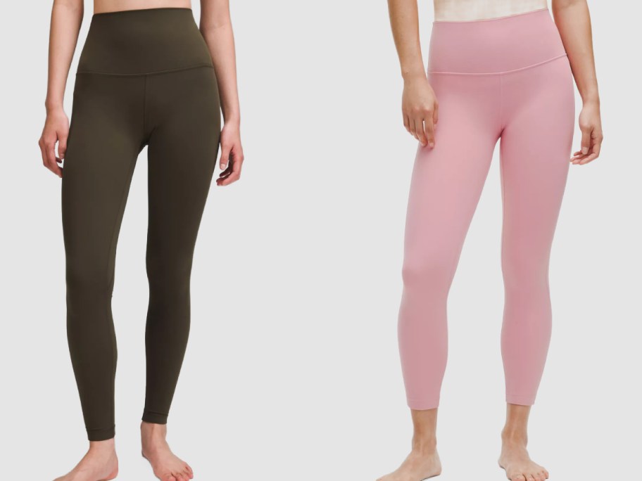 stock images of two women wearing lululemon align leggings