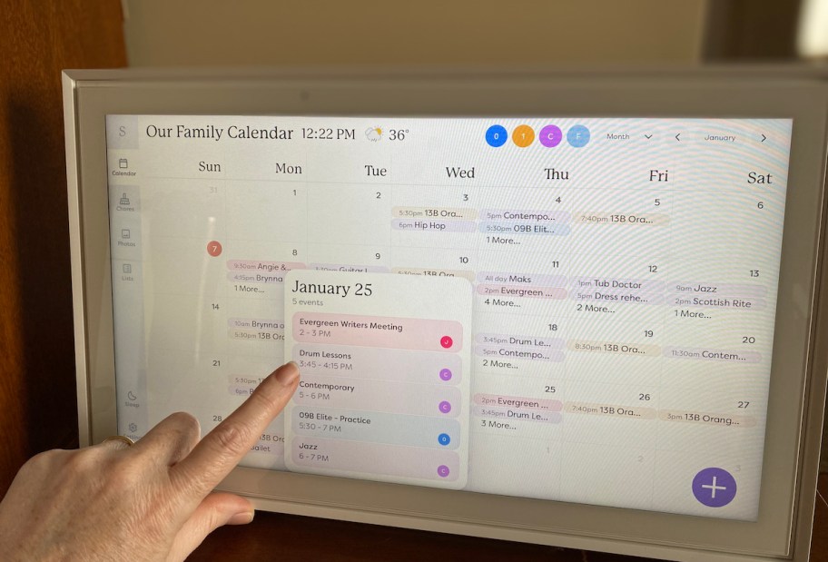 finger pointing to skylight calendar