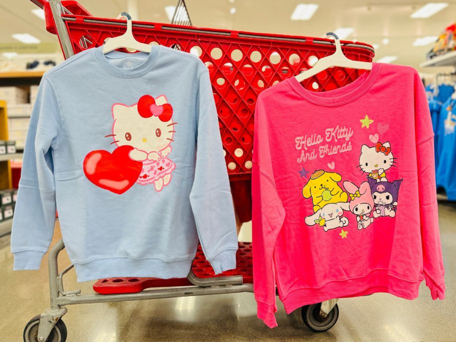 target women's valentine's day shirts hanging on cart