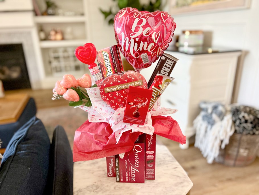 Make This Cute Valentines Candy Bouquet Using Dollar Tree Supplies!