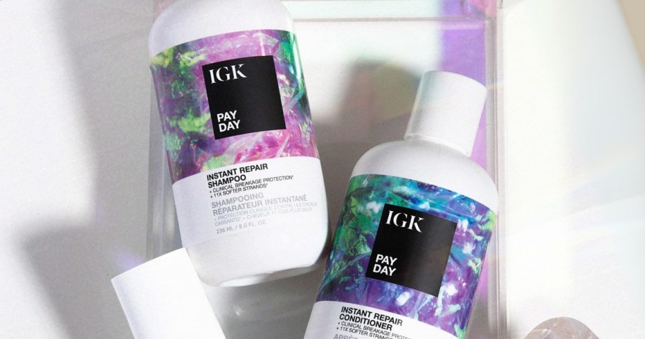 IGK Pay Day Shampoo and Conditioner bottles