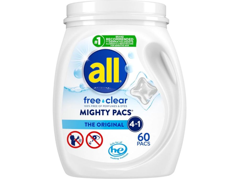 All Free Clear Laundry Detergent Pacs 60-Count stock image