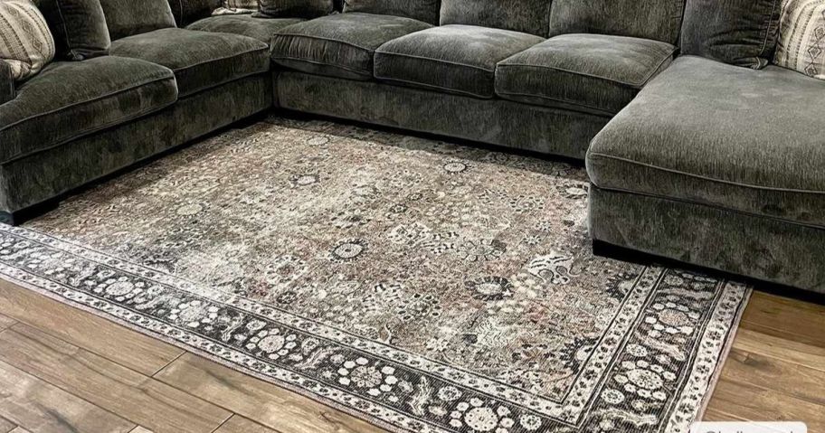 A Ganyangan Washable Rug in a living room 