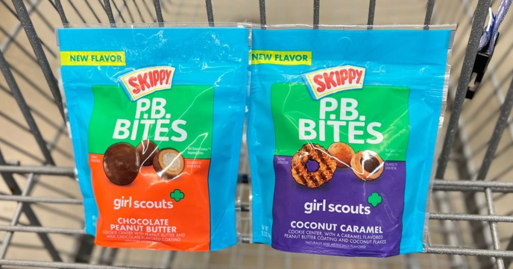 2 bags of Skippy Girl Scout PB Bites in cart at Walmart