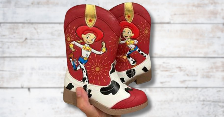 little kids cowboy boots with Jessie from Toy Story on them