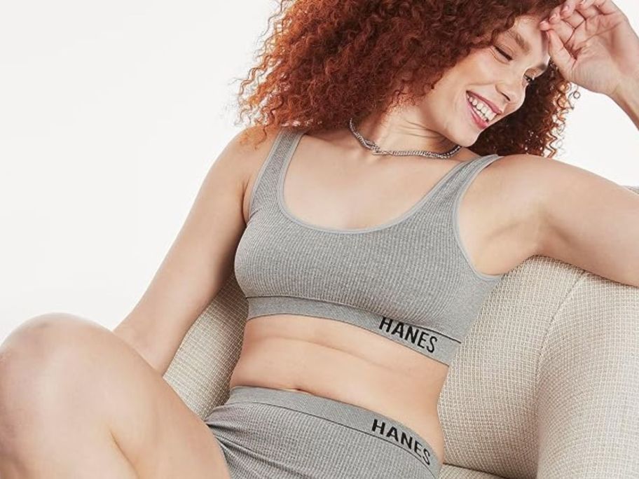 Hanes Originals Seamless Rib Crop Bralette