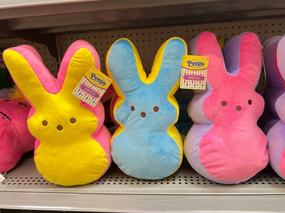 12" peeps plushes in multiiple colors on store shelf