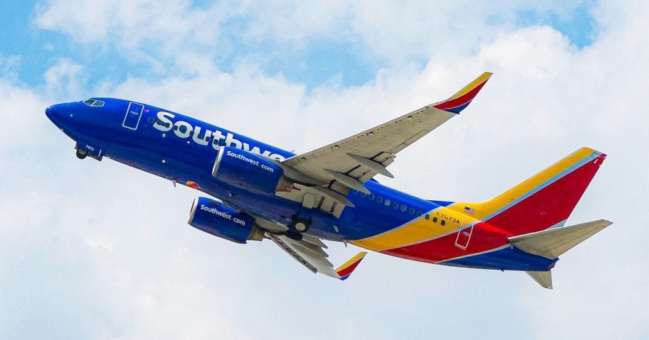 Southwest Airlines plane in sky