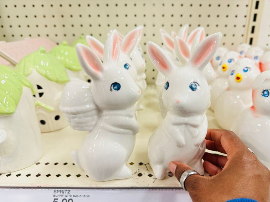 Spritz Ceramic Bunny w/ Backpack on shelf in store