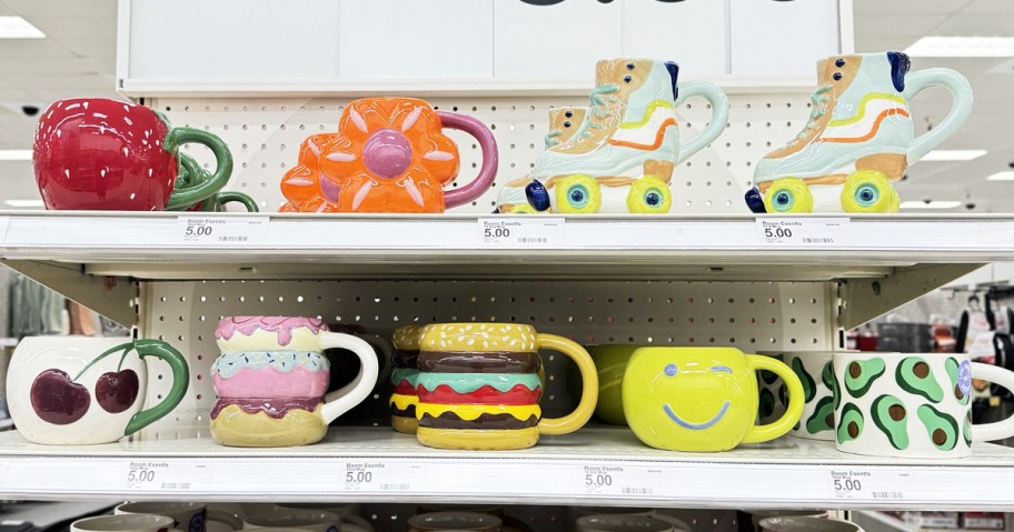 store display shelves full of coffee mugs