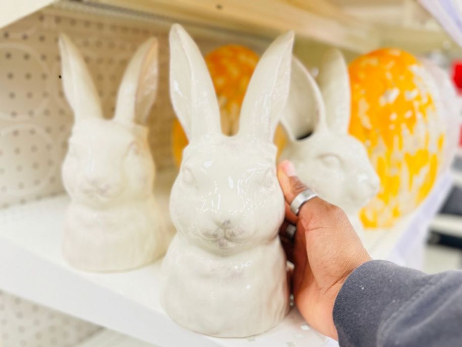 Threshold Easter Bunny Ceramic Vase in hand in store