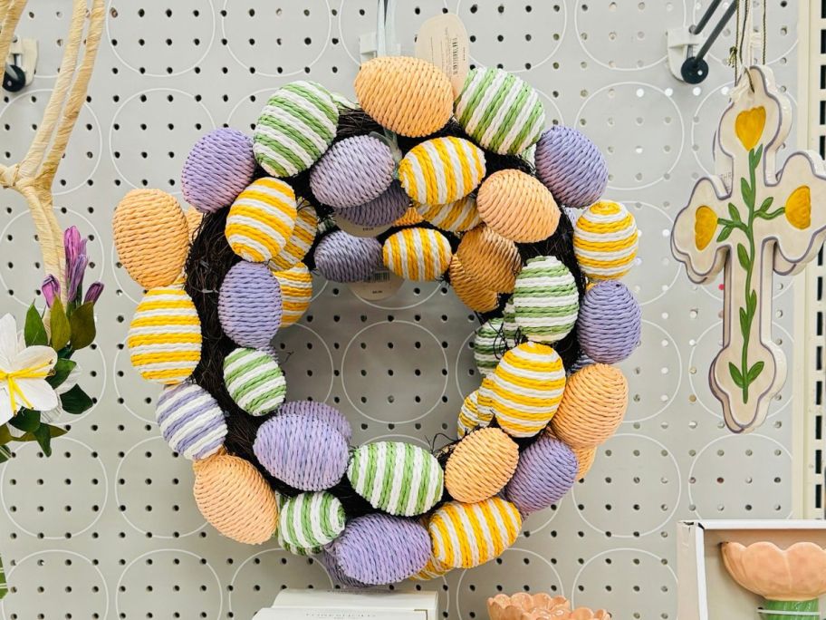 Threshold Egg Wreath hanging in store