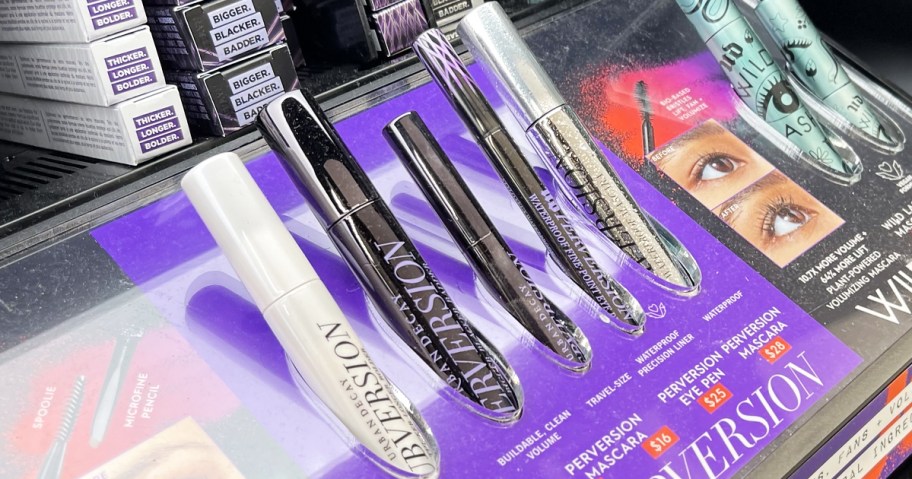 tubes of Urban Decay Perversion Mascara on display in store