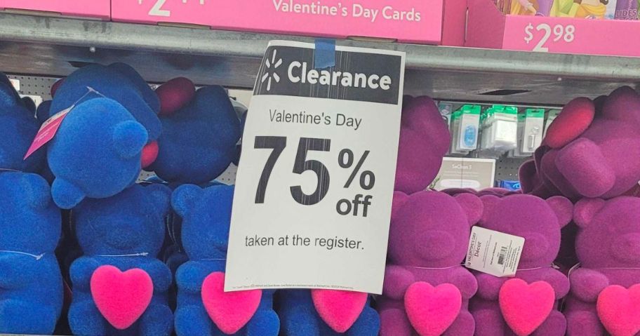 Walmart 75% off Valentine's Day Clearance Sign