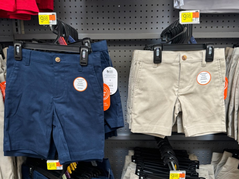 Walmart uniform shorts in blue and beige