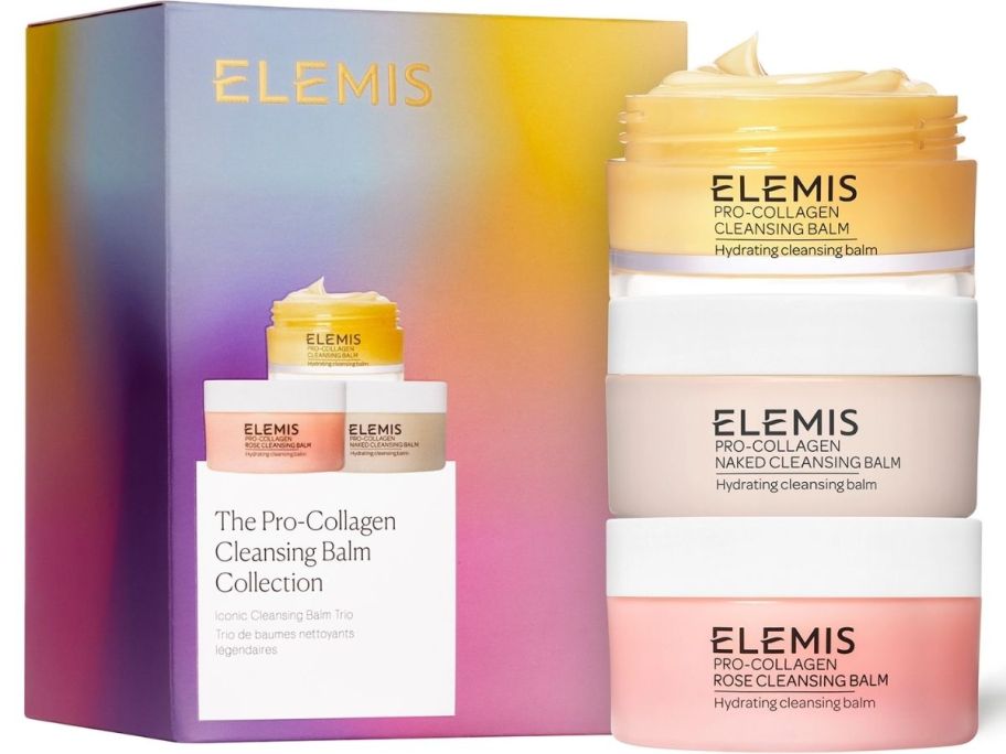 three 1.7 oz jars of elemis cleansing balm