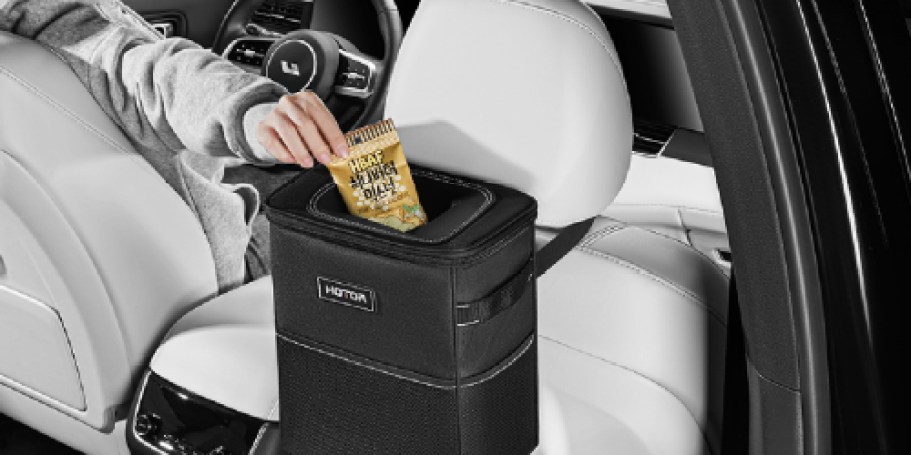 Car Trash Can w/ Storage Pockets Just $8.46 on Amazon | Holds Drinks, Snacks & More