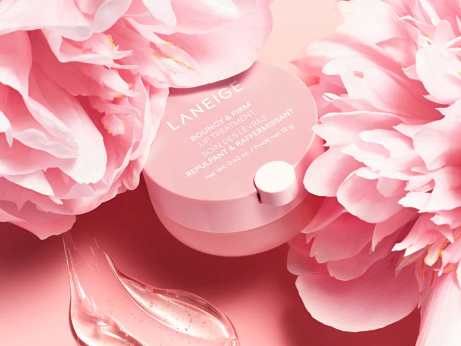 laneige bouncy firm treatment jar with flowers 