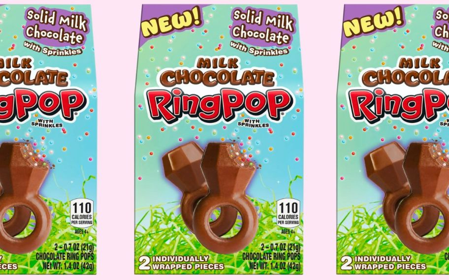 a 2-count bag of solid milk chocolate ring pops