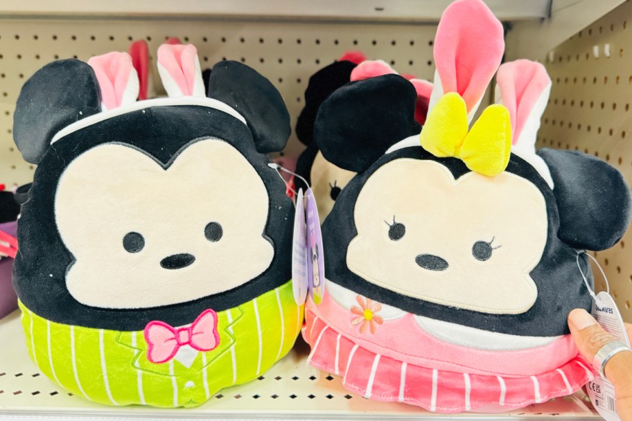 mickey and minnie easter squishmallows on shelf