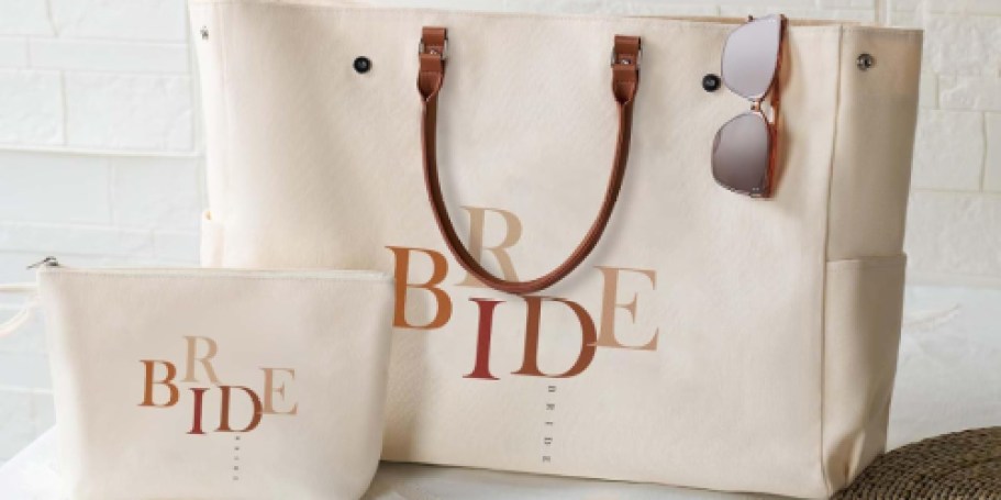 Bridal Large Canvas Tote Bag w/ Makeup Bag Set Just $14.99 on Amazon (Regularly $30)