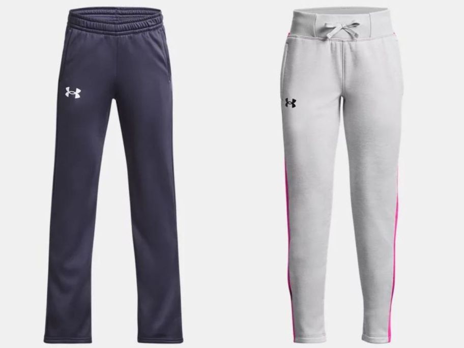 blue and gray under armour sweatpants