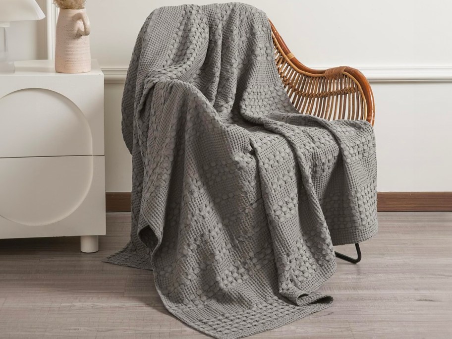 100% Cotton Waffle Weave Throw Blanket