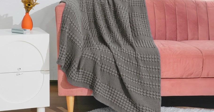 100% Cotton Waffle Weave Throw Blanket