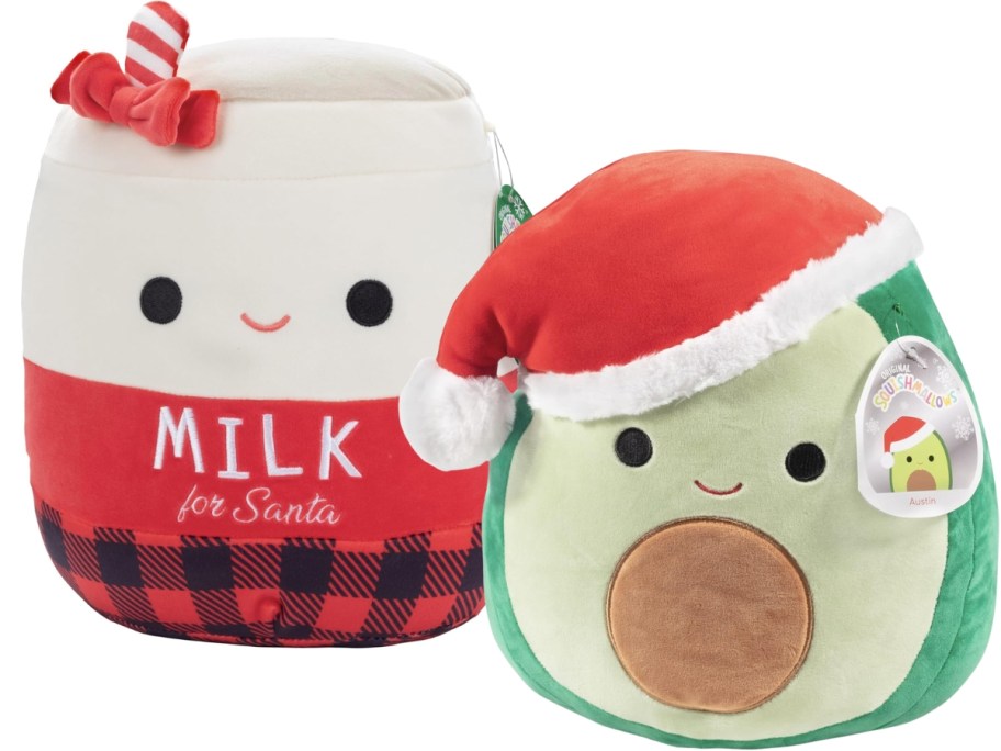 Milk for Santa and Avacodo with Santa Hat Christmas Squishmallows